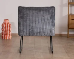 Meuble House Lot de 2 fauteuils sans accoudoirs en velours cotelé gris "Calvin" Clearance
