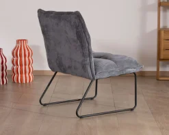 Meuble House Lot de 2 fauteuils sans accoudoirs en velours cotelé gris 