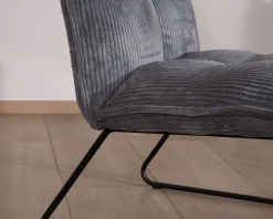 Meuble House Lot de 2 fauteuils sans accoudoirs en velours cotelé gris 