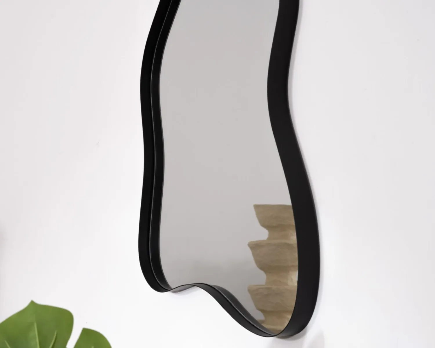 Meuble House Lot de 2 miroirs forme naturelle avec encadrement en métal noir "Patras" New
