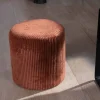 Meuble House Lot de 2 petits poufs couleur rouille en velours côtelé "Snaw" diamètre 35 cm Best