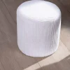 Meuble House Lot de 2 petits poufs ronds en velours blanc "Snaw" Online