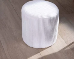 Meuble House Lot de 2 petits poufs ronds en velours blanc "Snaw" Online