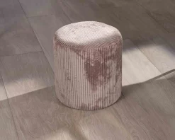 Meuble House Lot de 2 petits poufs ronds en velours couleur camel "Snaw"