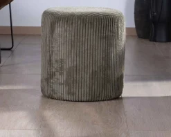 Meuble House Lot de 2 petits poufs ronds en velours côtelé kaki "Snaw" diamètre 35 cm Clearance