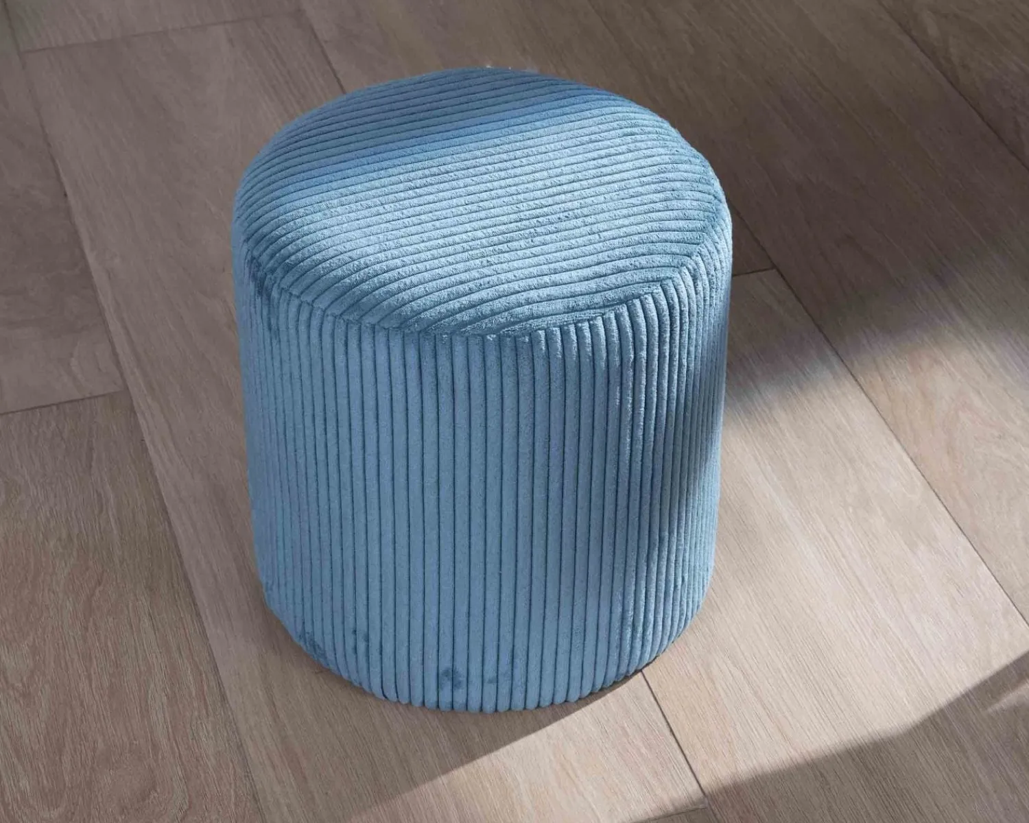 Meuble House Lot de 2 poufs bleu pétrole en velours côtelé "Snaw" diamètre 35 cm Sale