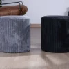 Meuble House Lot de 2 poufs noirs en velours côtelé "Snaw" diamètre 35 cm Sale