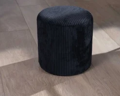 Meuble House Lot de 2 poufs noirs en velours côtelé "Snaw" diamètre 35 cm Sale