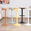 Meuble House Lot de 2 tabourets ajustables en hauteur en métal blanc "Juo" avec assise bois New