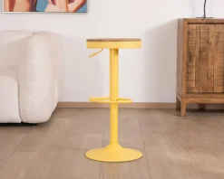 Meuble House Lot de 2 tabourets en métal jaune acidulé avec assise bois