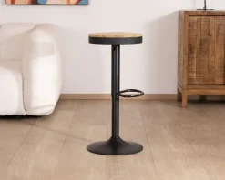 Meuble House Lot de 2 tabourets réglables en hauteur avec assise bois
