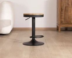 Meuble House Lot de 2 tabourets réglables en hauteur avec assise bois