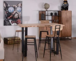 Meuble House Mange debout bois massif et pieds en métal noir