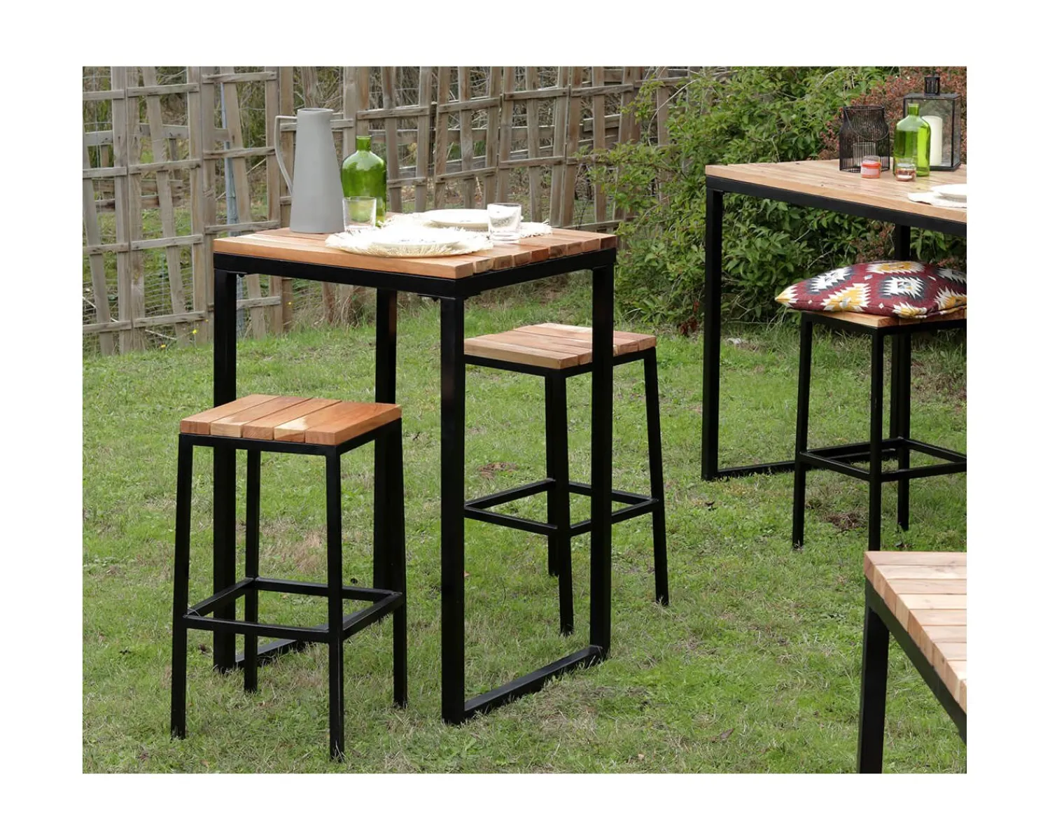 Meuble House Mange-debout carré en bois exotique 70x70 cm "Garden"