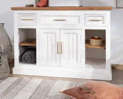 Meuble House Meuble avec vasque simple en acacia blanc 