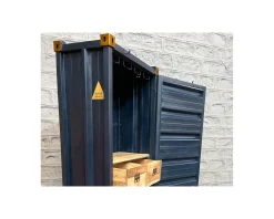 Meuble House Meuble bar container esprit récup en métal bleu nuit et bois 