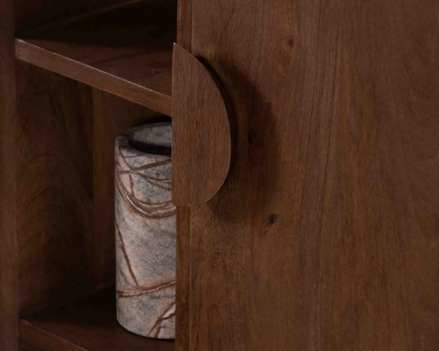Meuble House Meuble de rangement bas en manguier massif foncé "Kaldo" Style rétro scandinave Online