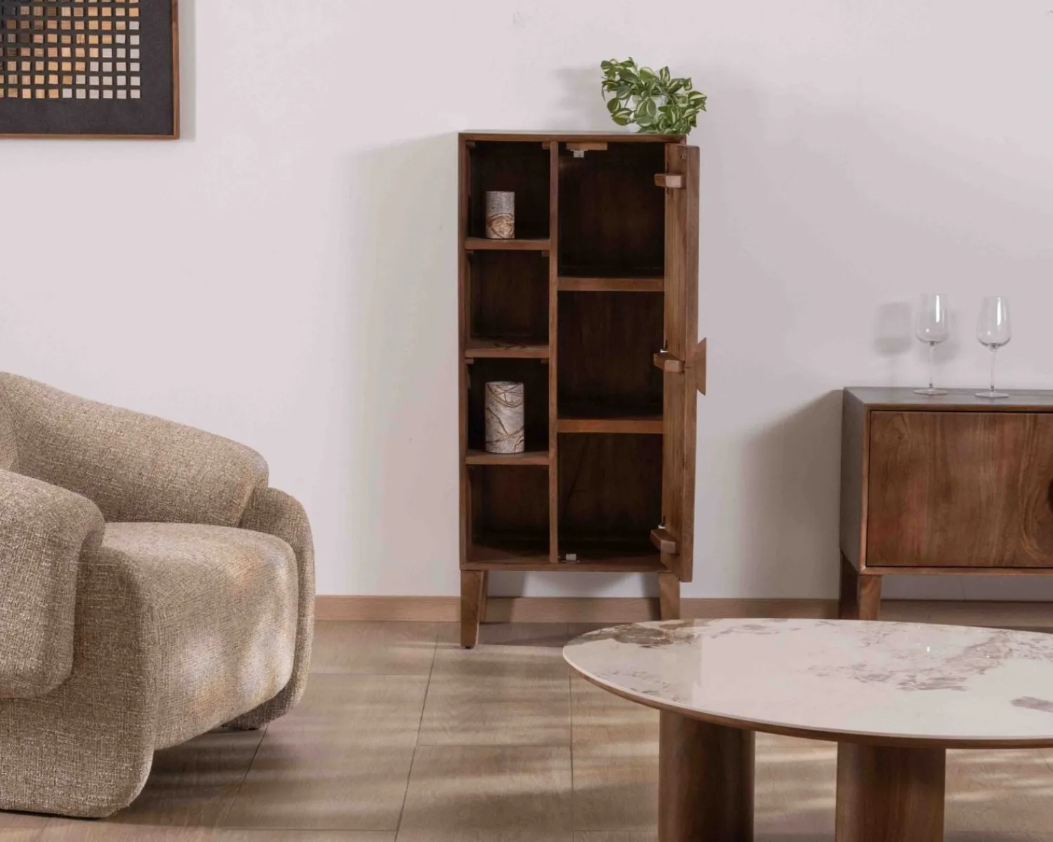 Meuble House Meuble de rangement bas en manguier massif foncé "Kaldo" Style rétro scandinave Online