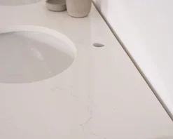 Meuble House Meuble de salle de bain deux vasques bois et quartz 150cm 