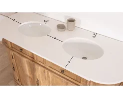 Meuble House Meuble de salle de bain deux vasques bois et quartz 150cm 