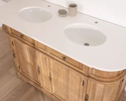 Meuble House Meuble de salle de bain deux vasques bois et quartz 150cm 