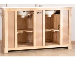 Meuble House Meuble de salle de bain deux vasques bois et quartz 150cm 