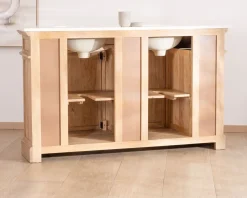 Meuble House Meuble de salle de bain deux vasques bois et quartz 150cm 