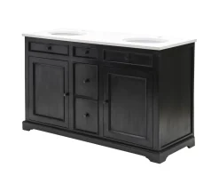 Meuble House Meuble de salle de bain noir dessus quartz blanc "Elégance" Discount