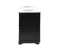 Meuble House Meuble de salle de bain noir dessus quartz blanc "Elégance" Discount