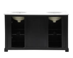 Meuble House Meuble de salle de bain noir dessus quartz blanc 