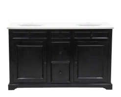 Meuble House Meuble de salle de bain noir dessus quartz blanc 