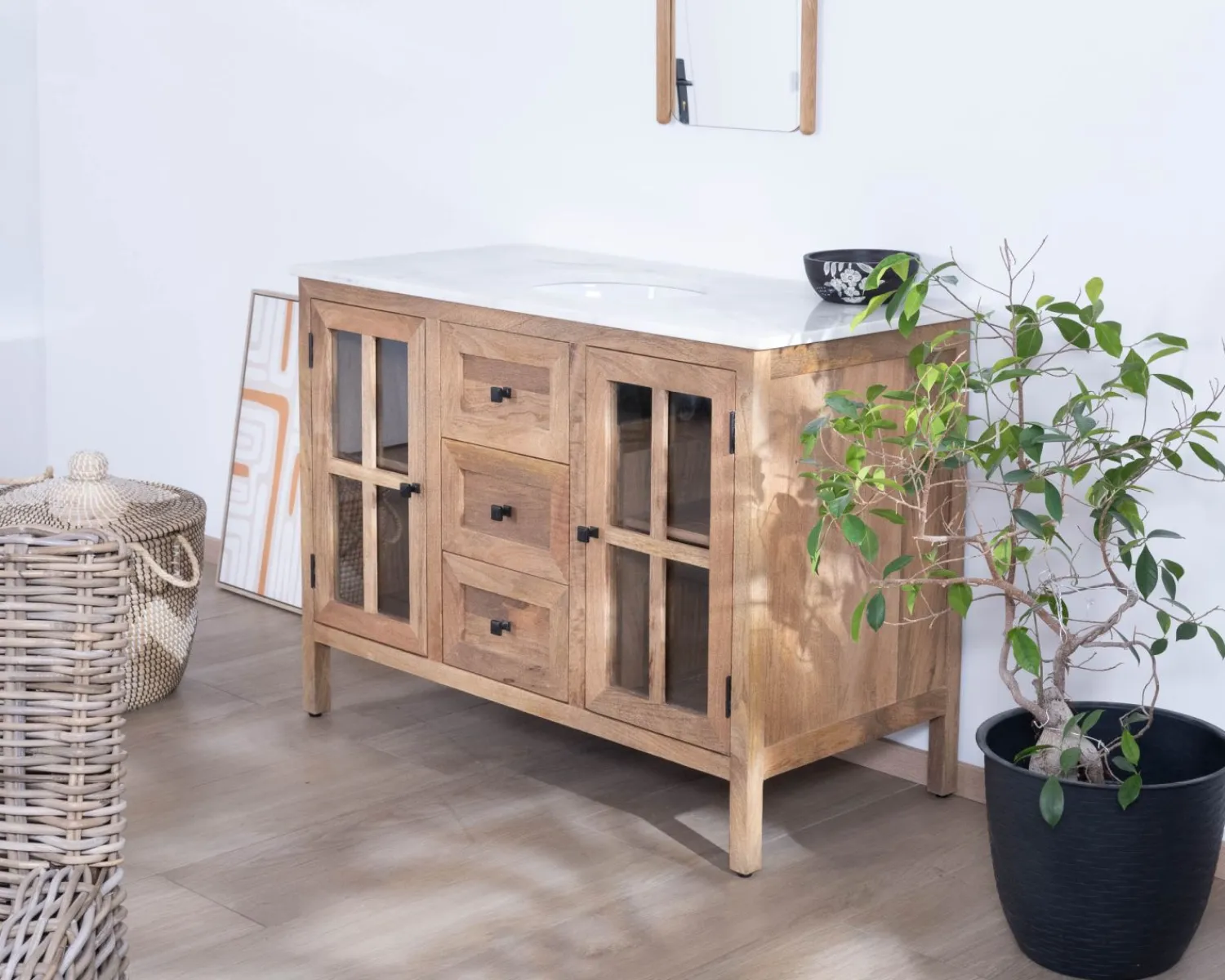 Meuble House Meuble de salle de bain simple vasque 120 cm "Maestro" en manguier