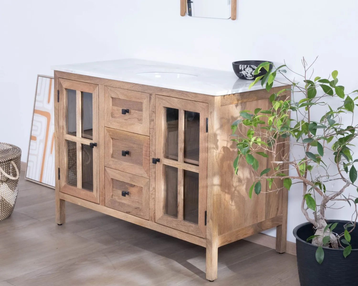 Meuble House Meuble de salle de bain simple vasque 120 cm "Maestro" en manguier