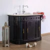 Meuble House Meuble de salle de bain 1 vasque quartz blanc et bois noir "Églantine" Sale