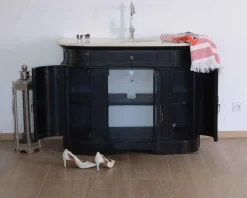 Meuble House Meuble de salle de bain 1 vasque quartz blanc et bois noir