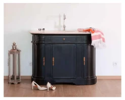 Meuble House Meuble de salle de bain 1 vasque quartz blanc et bois noir