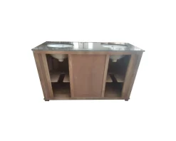 Meuble House Meuble de salle de bain 2 vasques manguier et quartz blanc