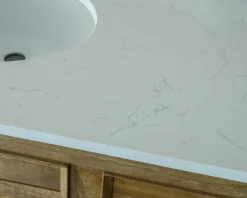 Meuble House Meuble de salle de bain 2 vasques manguier et quartz blanc