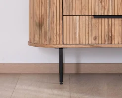 Meuble House Meuble haut multi-rangement design rétro "Bopee" acacia avec éclairage LED