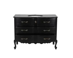 Meuble House Meuble salle de bain en manguier noir et pierre tiroirs rétro style commode Clearance