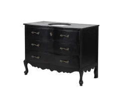 Meuble House Meuble salle de bain en manguier noir et pierre tiroirs rétro style commode Clearance