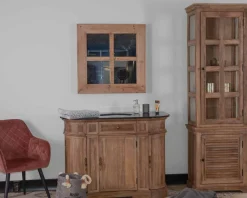 Meuble House Meuble salle de bain pierre 1 vasque bois massif arrondi