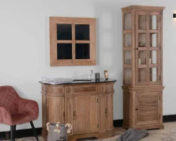 Meuble House Meuble salle de bain pierre 1 vasque bois massif arrondi
