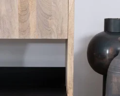 Meuble House Meuble sous vasque 120 cm en bois naturel et noir "Nani" avec grande niche Outlet