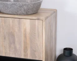 Meuble House Meuble sous vasque 120 cm en bois naturel et noir