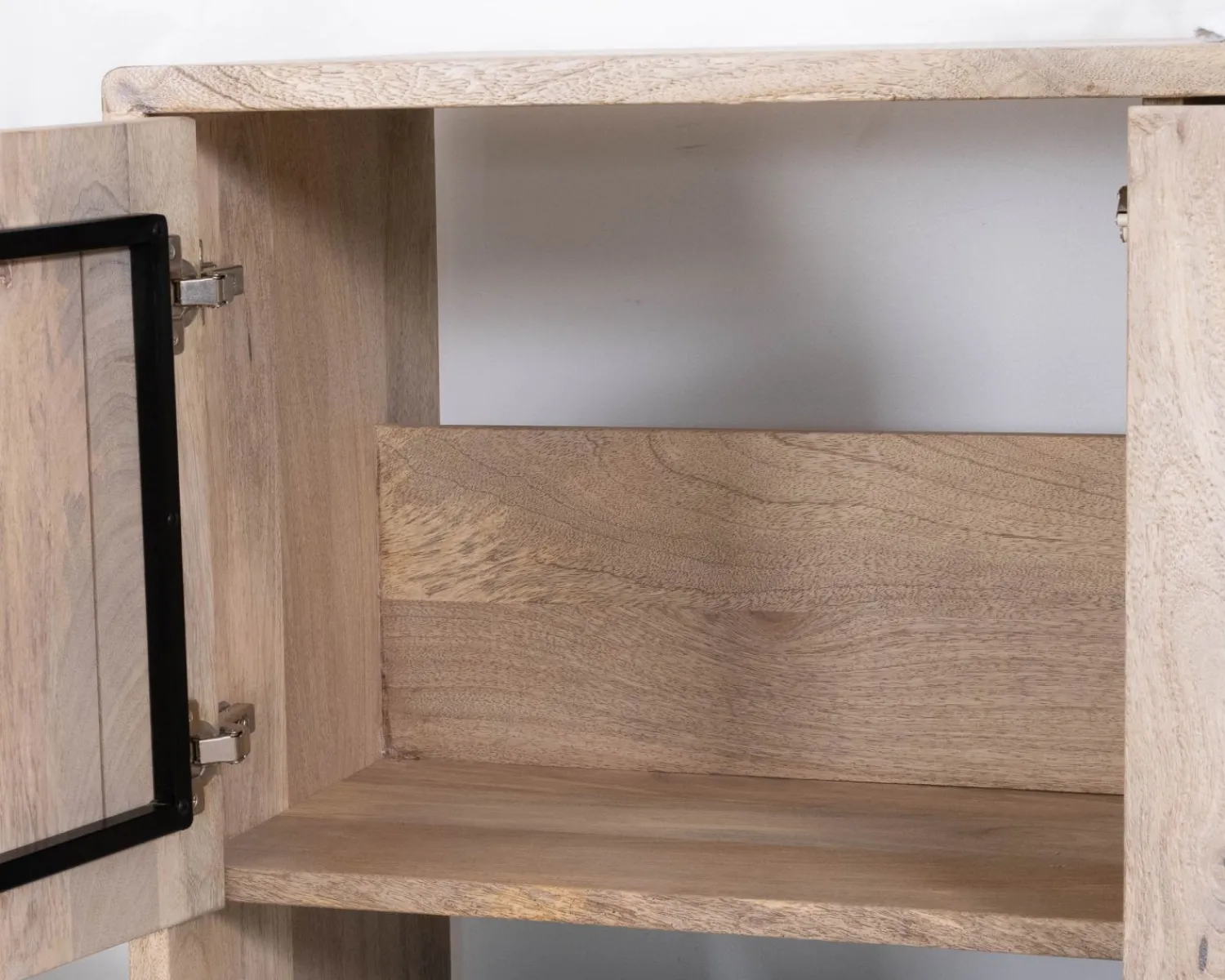 Meuble House Meuble sous vasque 120 cm en bois naturel et noir "Nani" avec grande niche Outlet