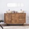 Meuble House Meuble sous vasque 140 cm en manguier foncé avec portes et tiroirs "Kahiko" New