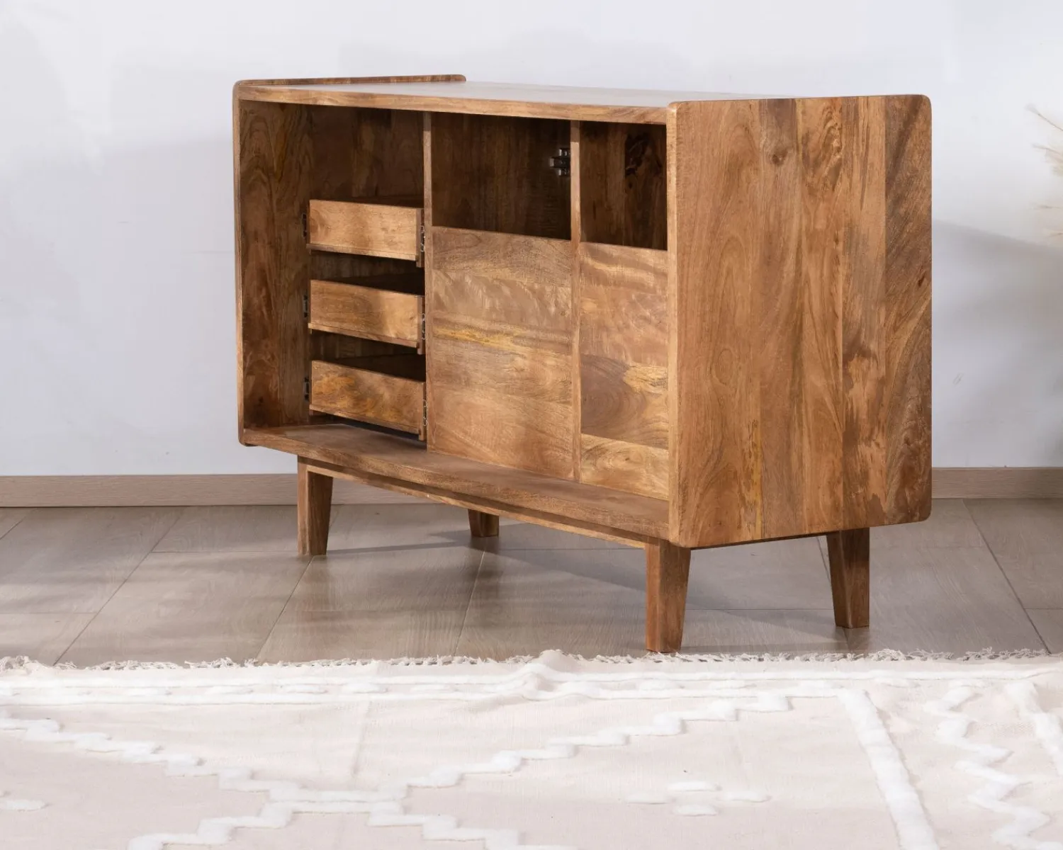 Meuble House Meuble sous vasque 140 cm en manguier foncé avec portes et tiroirs "Kahiko" New