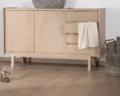 Meuble House Meuble sous vasque 140 cm en manguier blanchi avec portes et tiroirs "Kahiko" Hot