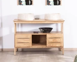 Meuble House Meuble sous vasque design japandi 120 cm en teck